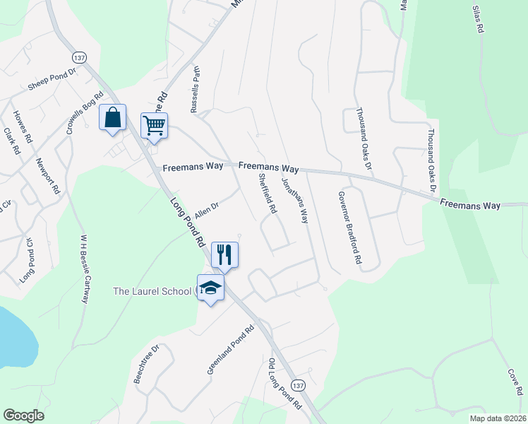 map of restaurants, bars, coffee shops, grocery stores, and more near 8 Marlboro Road in Brewster