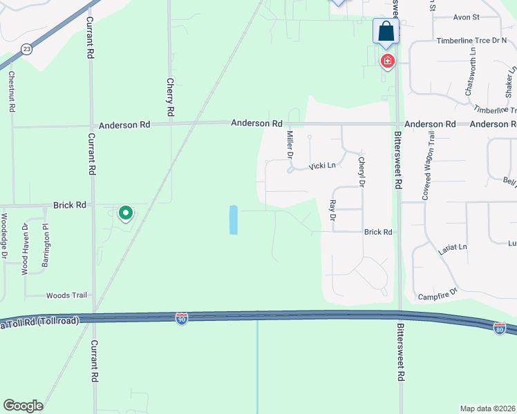 map of restaurants, bars, coffee shops, grocery stores, and more near 51989 Hinton Lane in Granger