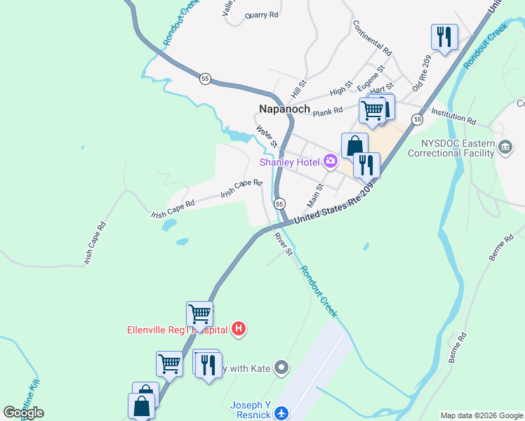 map of restaurants, bars, coffee shops, grocery stores, and more near 13 Irish Cape Road in Napanoch