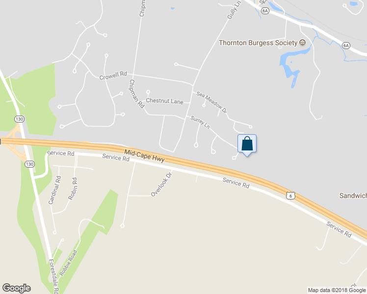 map of restaurants, bars, coffee shops, grocery stores, and more near 69 Gully Lane in Sandwich