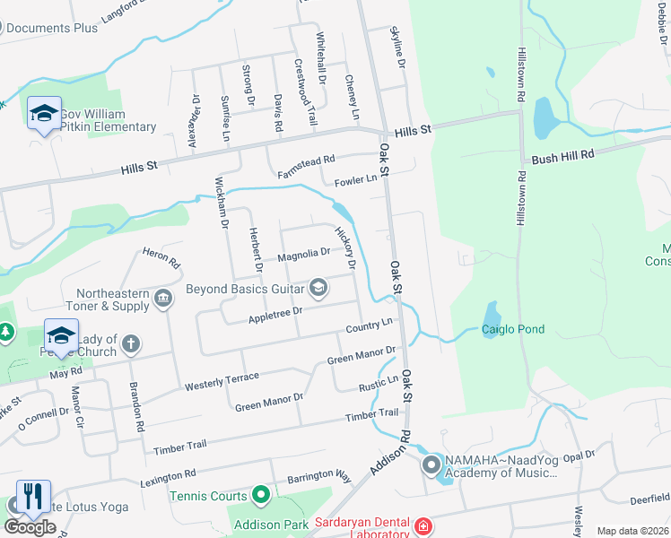 map of restaurants, bars, coffee shops, grocery stores, and more near 48 Cherrytree Drive in East Hartford
