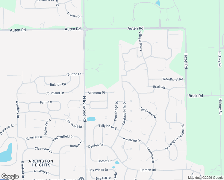 map of restaurants, bars, coffee shops, grocery stores, and more near 17791 Ashmont Place in South Bend