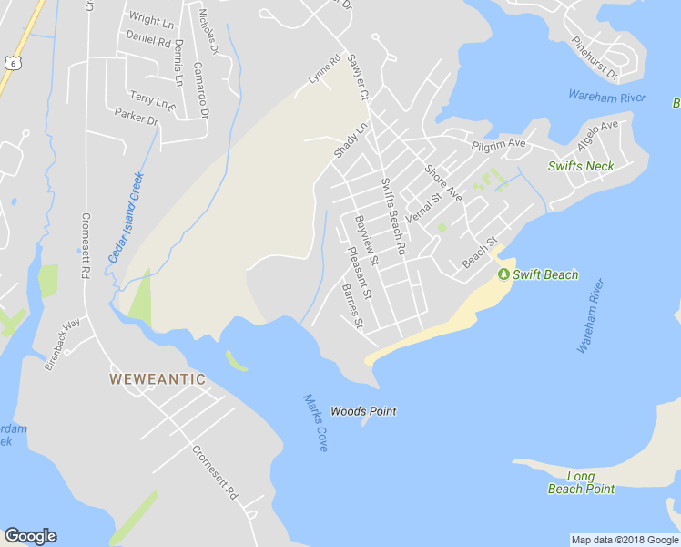 map of restaurants, bars, coffee shops, grocery stores, and more near 13 Columbia Street in Wareham