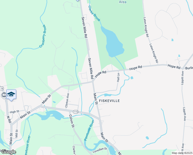 map of restaurants, bars, coffee shops, grocery stores, and more near 1620 Hope Road in Cranston