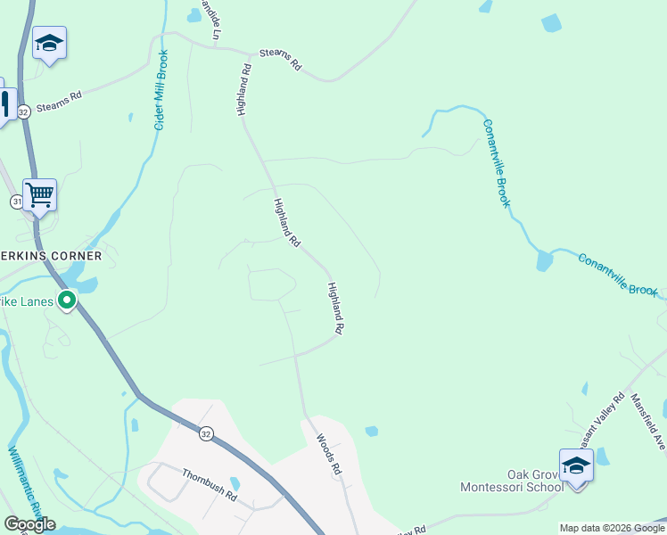 map of restaurants, bars, coffee shops, grocery stores, and more near 60 Highland Road in Mansfield