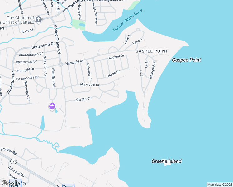 map of restaurants, bars, coffee shops, grocery stores, and more near 70 Cedar Bay Drive in Warwick