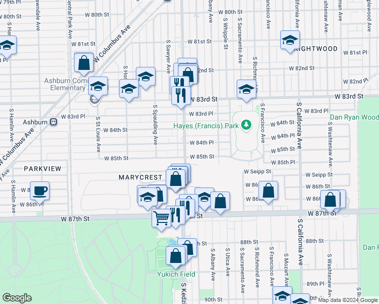 map of restaurants, bars, coffee shops, grocery stores, and more near in Chicago