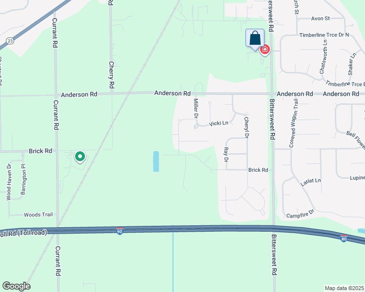 map of restaurants, bars, coffee shops, grocery stores, and more near 12700-12998 Darlene Court in Granger