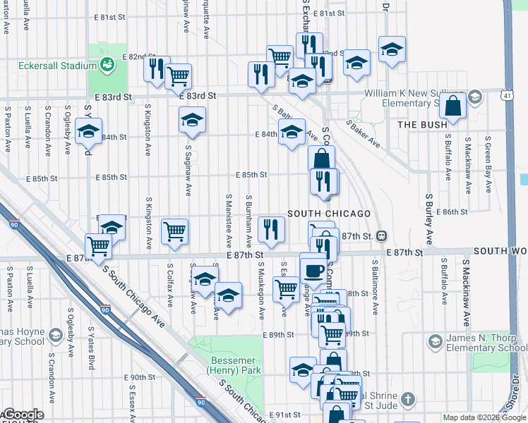 map of restaurants, bars, coffee shops, grocery stores, and more near in Chicago