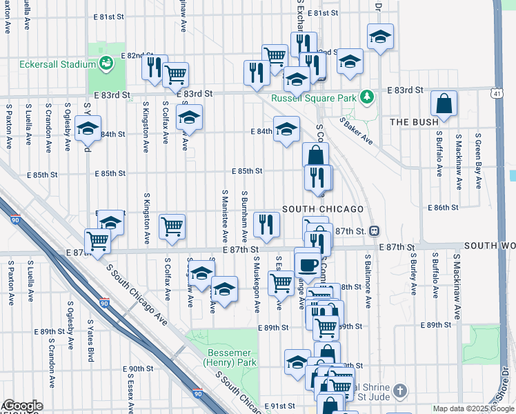 map of restaurants, bars, coffee shops, grocery stores, and more near in Chicago