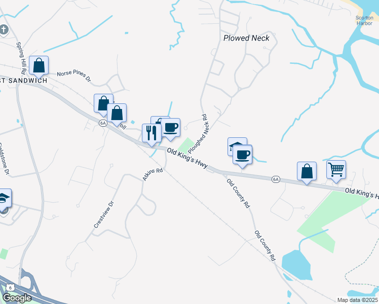 map of restaurants, bars, coffee shops, grocery stores, and more near in Barnstable County