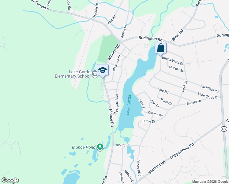 map of restaurants, bars, coffee shops, grocery stores, and more near 23 Westside Boulevard in Burlington