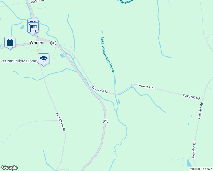 map of restaurants, bars, coffee shops, grocery stores, and more near 15 Town Hill Road in Warren