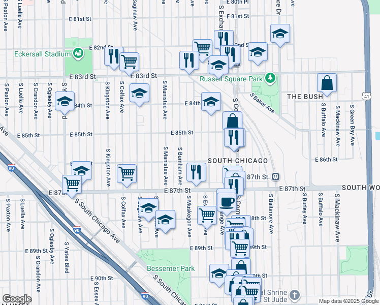 map of restaurants, bars, coffee shops, grocery stores, and more near in Chicago