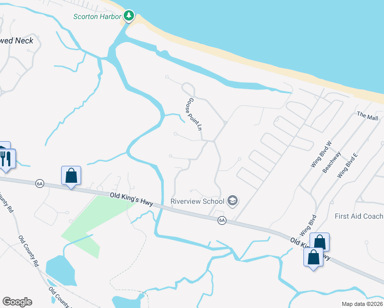 map of restaurants, bars, coffee shops, grocery stores, and more near 29 Fort Hill Road in Sandwich