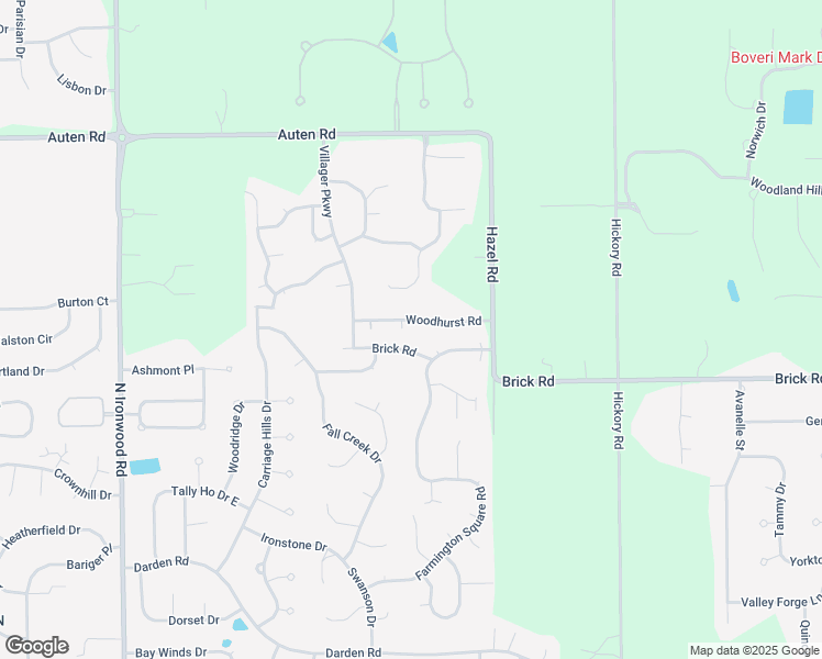 map of restaurants, bars, coffee shops, grocery stores, and more near 17437-17499 Woodhurst Road in Granger