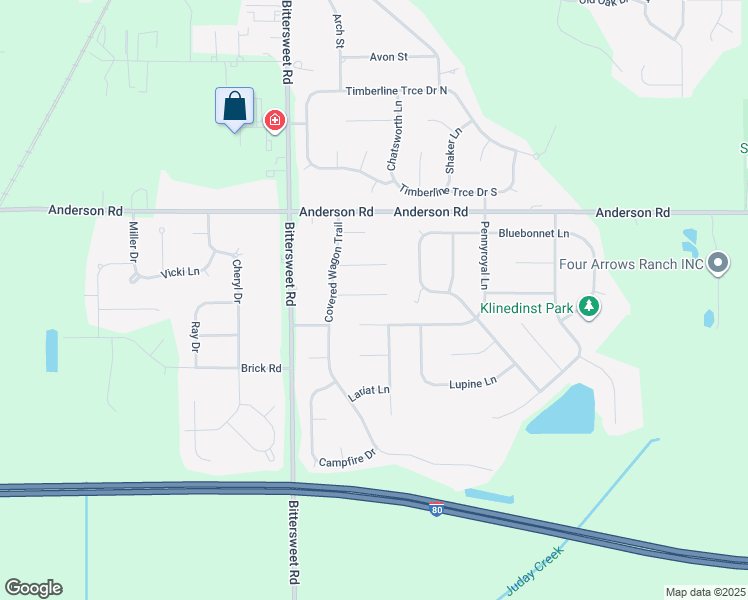 map of restaurants, bars, coffee shops, grocery stores, and more near 12300 Settlers Cove Court in Granger