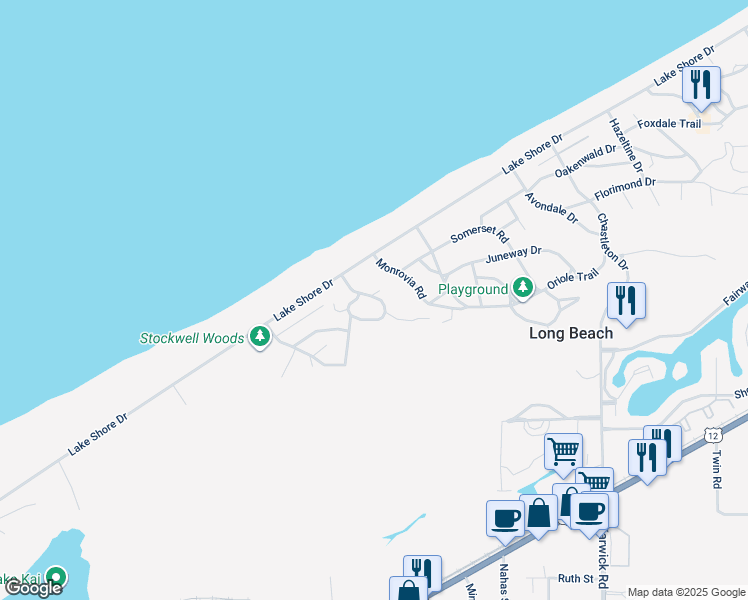 map of restaurants, bars, coffee shops, grocery stores, and more near 1900-1902 Monrovia Dr in Long Beach