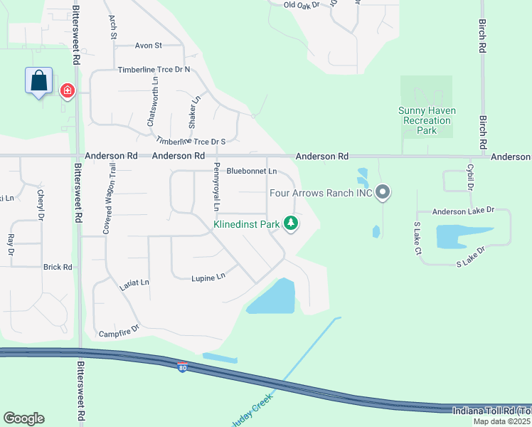 map of restaurants, bars, coffee shops, grocery stores, and more near 11901 Bergamot Drive in Granger