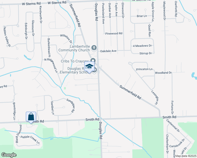 map of restaurants, bars, coffee shops, grocery stores, and more near 6875 Douglas Road in Temperance