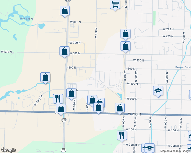 map of restaurants, bars, coffee shops, grocery stores, and more near 791 West 470 North in Logan