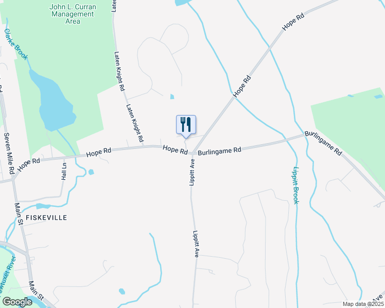 map of restaurants, bars, coffee shops, grocery stores, and more near 1231 Hope Road in Cranston