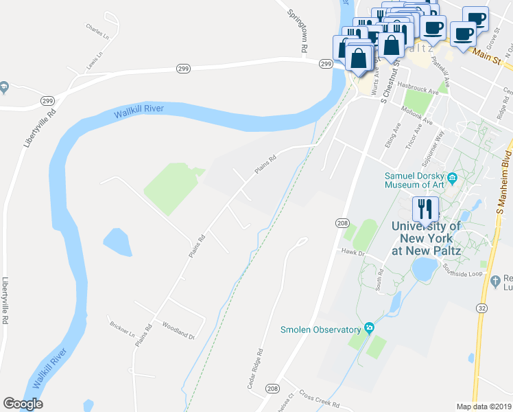 map of restaurants, bars, coffee shops, grocery stores, and more near 10 Da Vinci Way in New Paltz