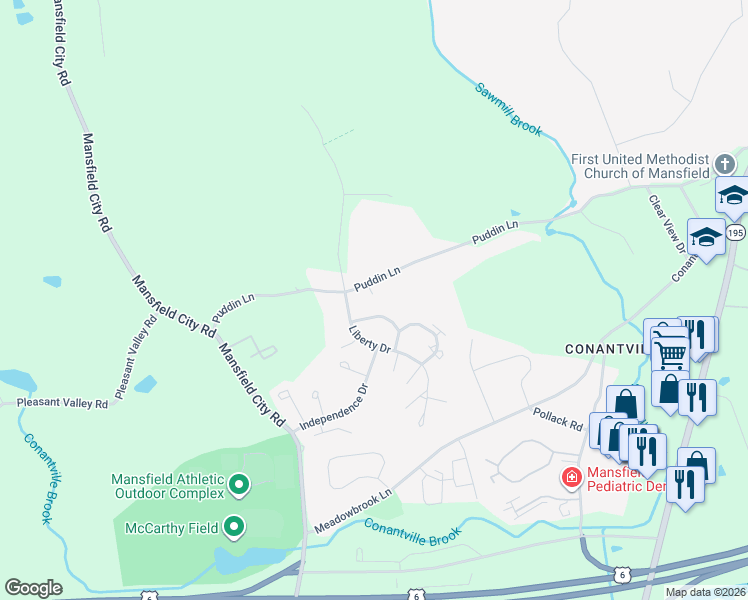 map of restaurants, bars, coffee shops, grocery stores, and more near 2 Nutmeg Court in Mansfield