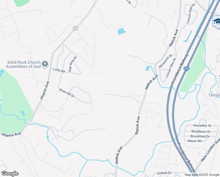 map of restaurants, bars, coffee shops, grocery stores, and more near 571 Natick Avenue in Cranston