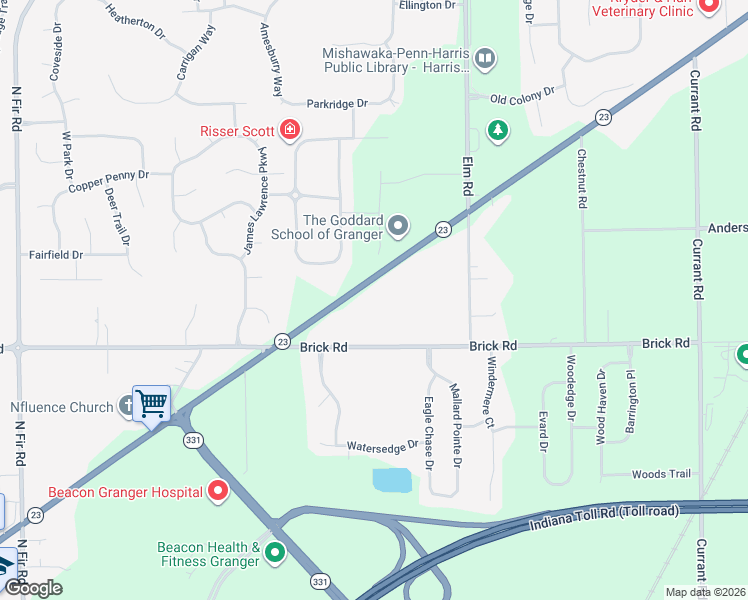 map of restaurants, bars, coffee shops, grocery stores, and more near 14212 Edwardsburg Highway in Granger