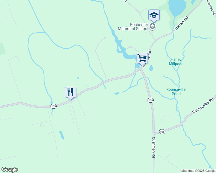 map of restaurants, bars, coffee shops, grocery stores, and more near 104 Robinson Road in Rochester