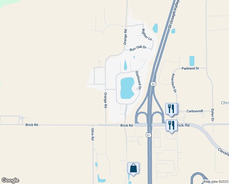 map of restaurants, bars, coffee shops, grocery stores, and more near 6724 Blackthorn Harbor Drive in South Bend