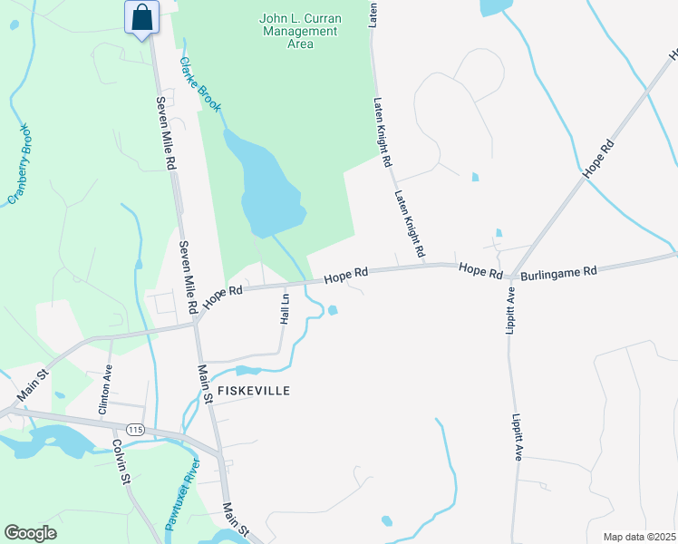 map of restaurants, bars, coffee shops, grocery stores, and more near 1439 Hope Road in Cranston