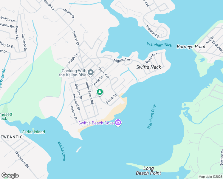 map of restaurants, bars, coffee shops, grocery stores, and more near 87 Shore Avenue in Wareham