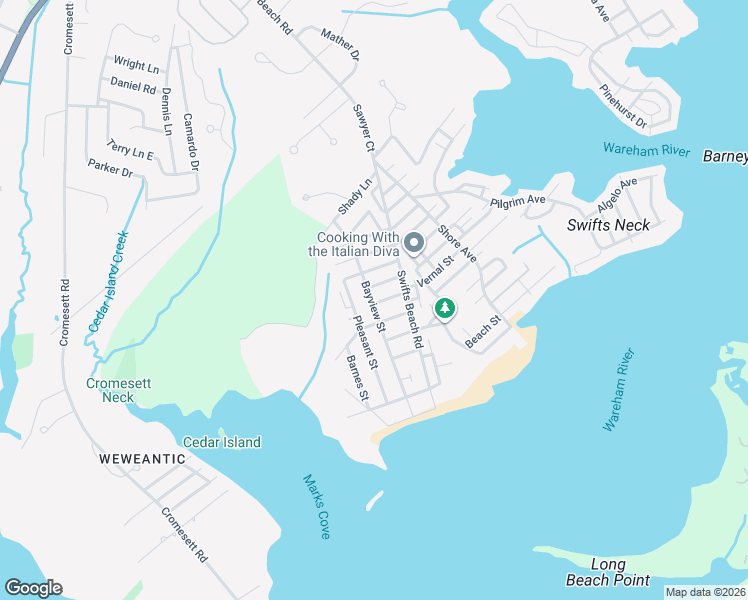 map of restaurants, bars, coffee shops, grocery stores, and more near 13 Greenwood Avenue in Wareham
