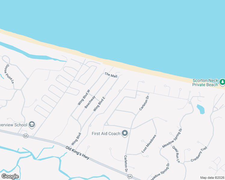 map of restaurants, bars, coffee shops, grocery stores, and more near 74 Wing Blvd E in Sandwich