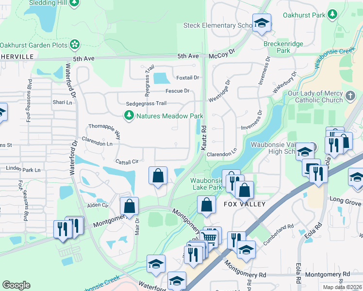 map of restaurants, bars, coffee shops, grocery stores, and more near 850 Noren Court in Aurora