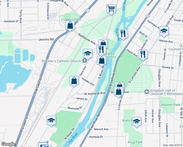 map of restaurants, bars, coffee shops, grocery stores, and more near 942 Oliver Avenue in Aurora