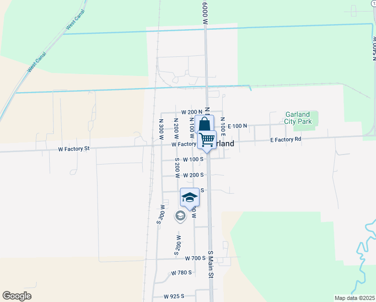 map of restaurants, bars, coffee shops, grocery stores, and more near 50 South 100 West in Garland