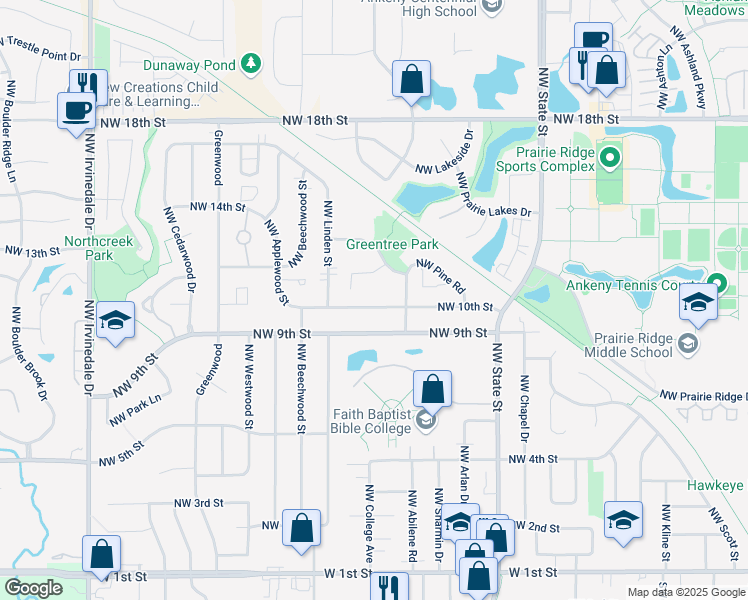 map of restaurants, bars, coffee shops, grocery stores, and more near 2006 Northwest 10th Street in Ankeny