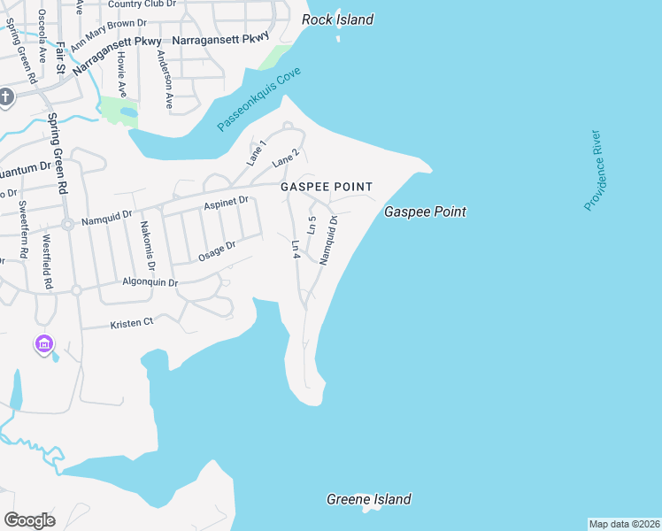 map of restaurants, bars, coffee shops, grocery stores, and more near 205 Namquid Dr in Warwick