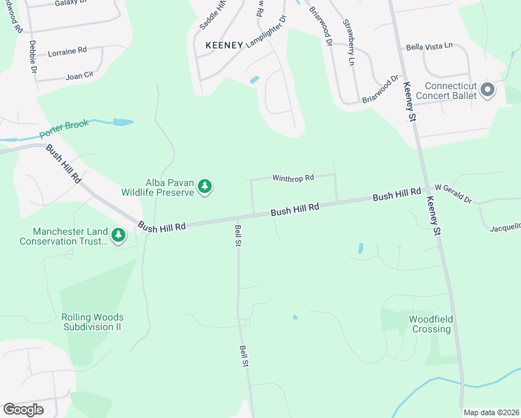 map of restaurants, bars, coffee shops, grocery stores, and more near 503 Bush Hill Road in Manchester