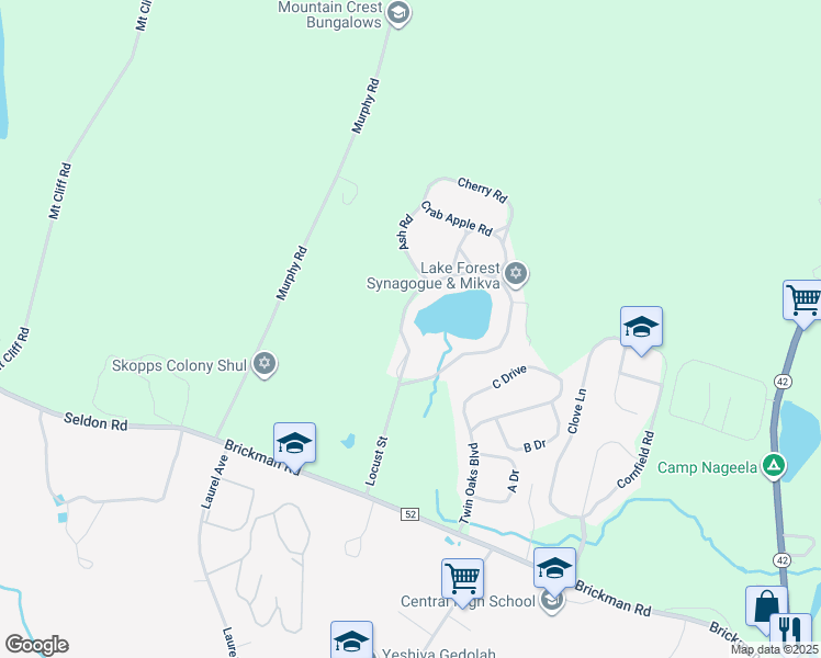 map of restaurants, bars, coffee shops, grocery stores, and more near 70 Locust Street in Fallsburg