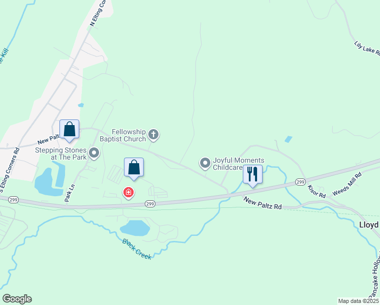 map of restaurants, bars, coffee shops, grocery stores, and more near 7 Roxanne Blvd in Highland