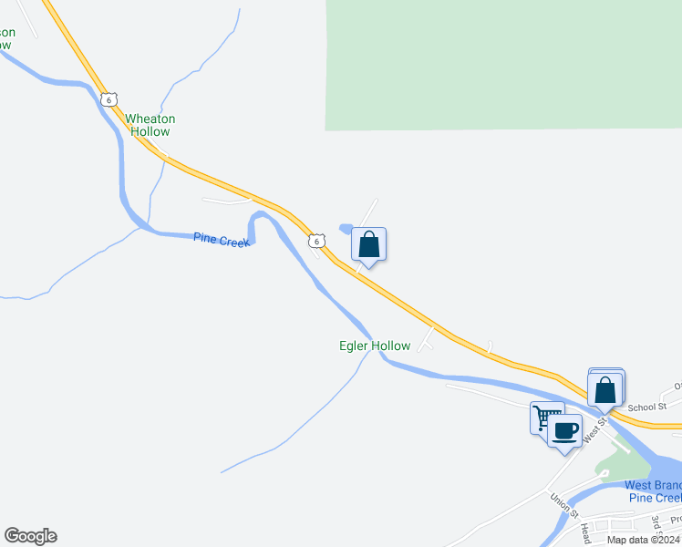 map of restaurants, bars, coffee shops, grocery stores, and more near 29 U.S. 6 in Galeton