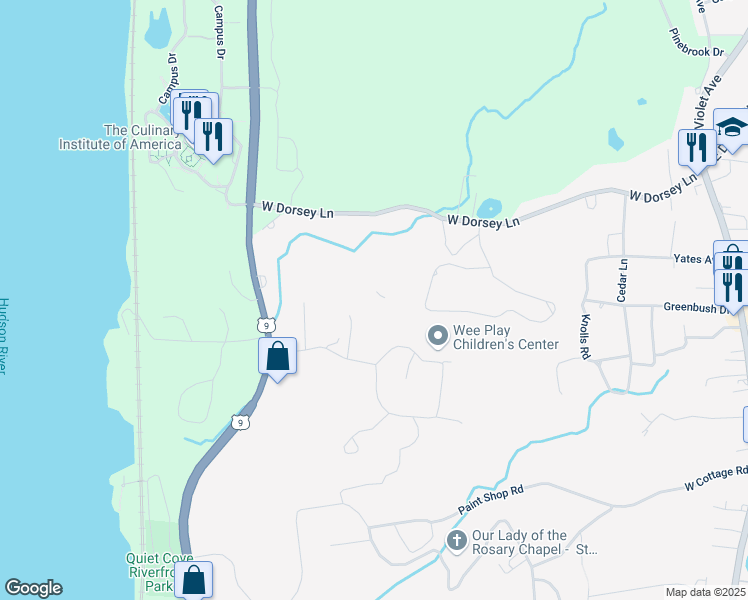 map of restaurants, bars, coffee shops, grocery stores, and more near 43 3 Hook Road in Poughkeepsie