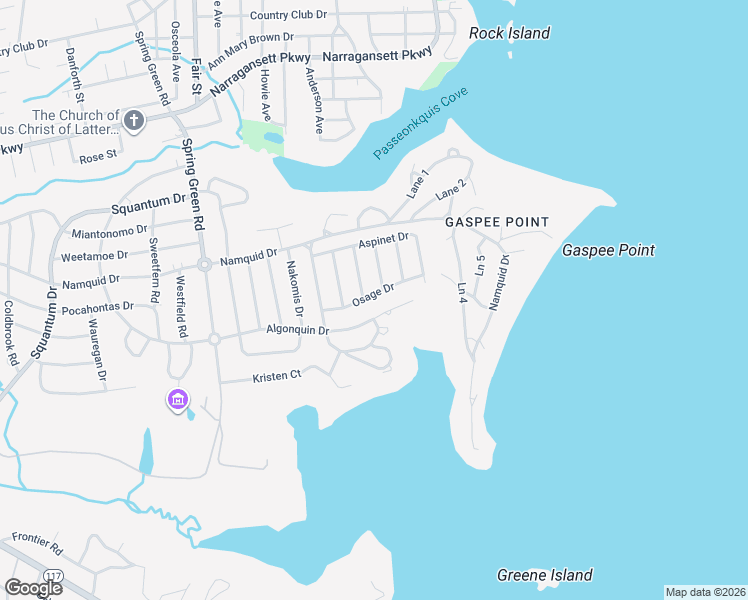 map of restaurants, bars, coffee shops, grocery stores, and more near 64 Osage Drive in Warwick