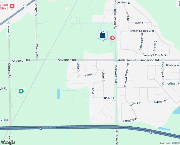 map of restaurants, bars, coffee shops, grocery stores, and more near 12662-12798 Vicki Ln in Granger