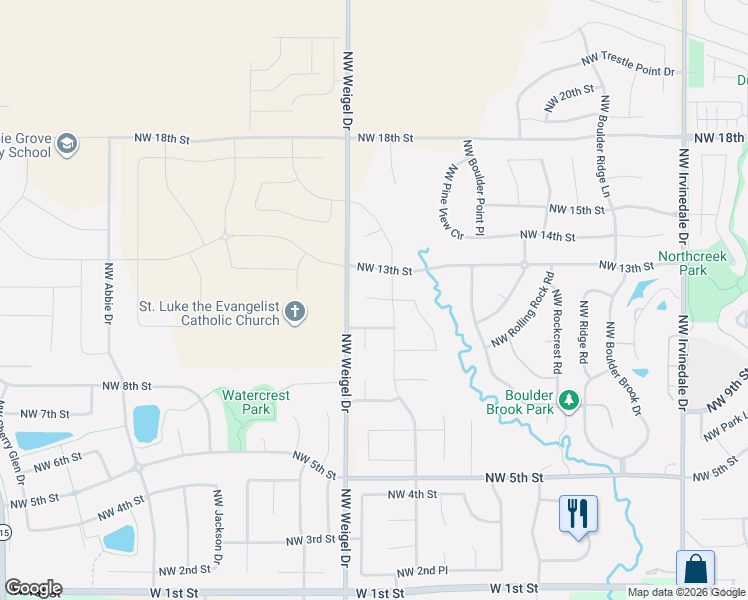 map of restaurants, bars, coffee shops, grocery stores, and more near 3910 Northwest 10th Street in Ankeny