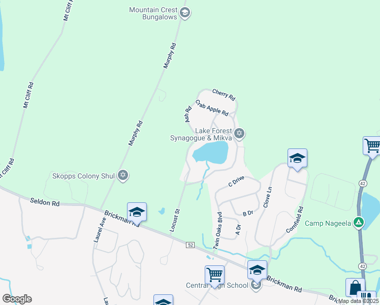 map of restaurants, bars, coffee shops, grocery stores, and more near 70 Locust in Fallsburg